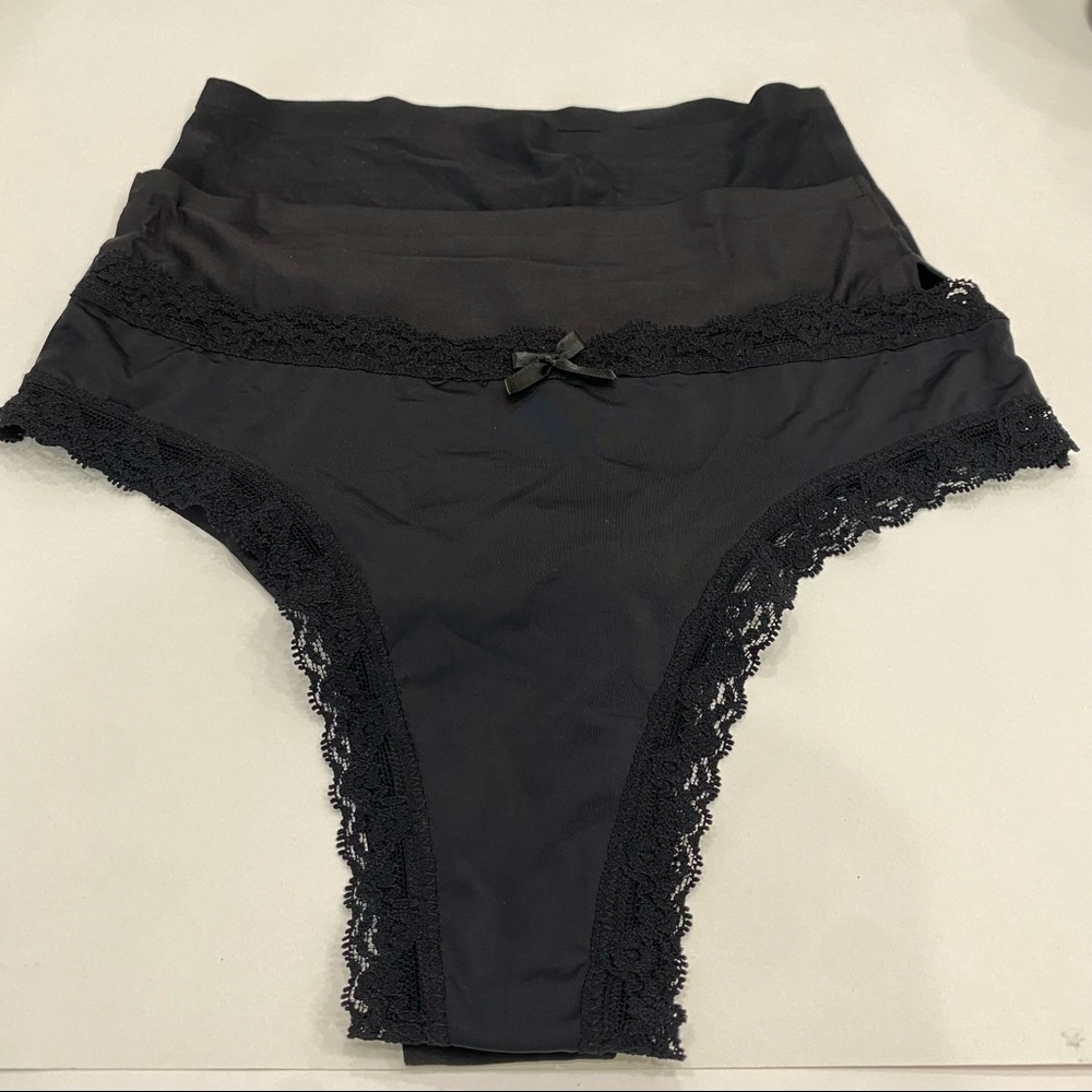 True & Co/ Chantelle Honeydew Panties Size S Bundle of 3 Underwear In Black